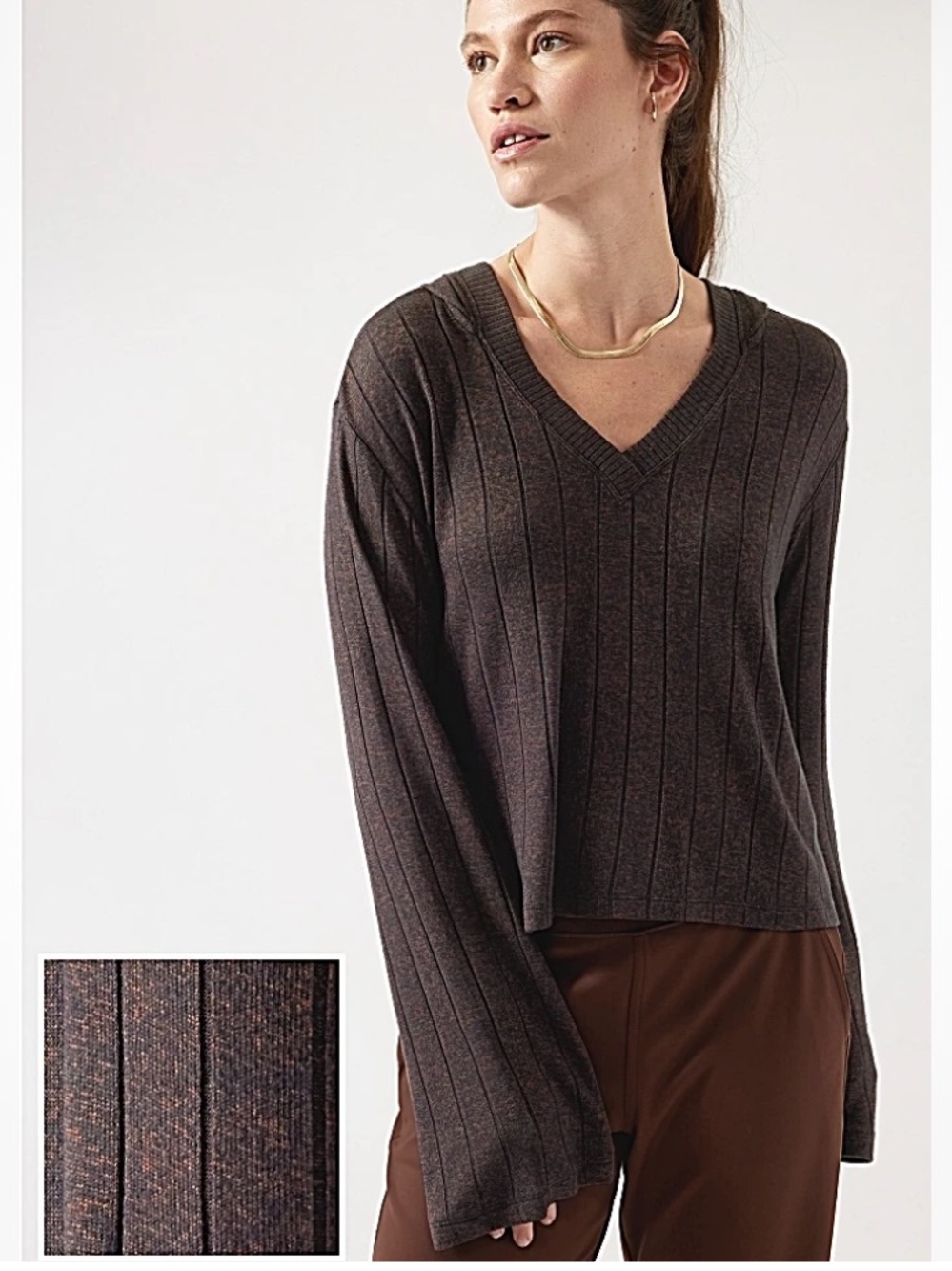 ATHLETA Harmony Pose Hoodie Mahogany Brown Size Small